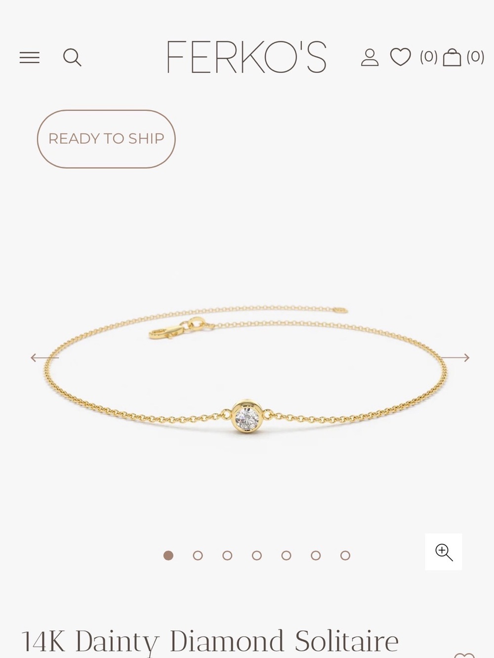 FERKO'S 14K Yellow Gold Dainty Diamond Solitaire Bracelet with original box